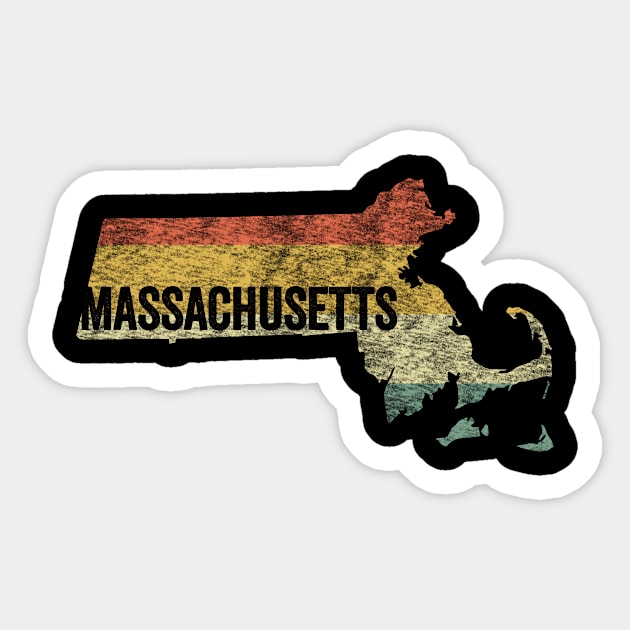 Massachusetts Retro 80s Distressed Vintage Sunset Sticker by Hashtagified